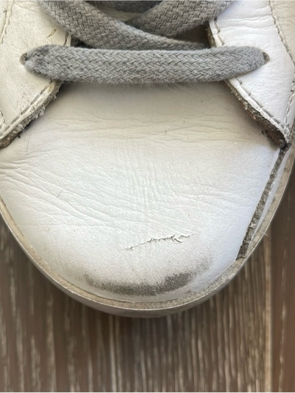 Golden Goose Women’s White Leather Sneakers with Gray Star and Tan Heel - Picture 6 of 6